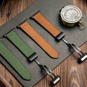 Magnetic Buckle Silicone Leather Dual Strap for Smartwatch 22mm