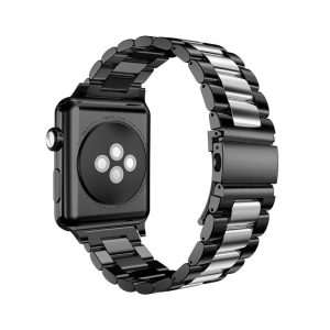 Three Bead Solid Stainless Steel Strap Dual Color 22mm